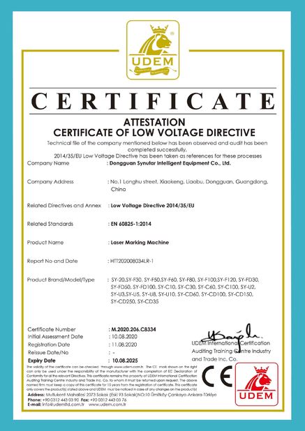 Китай Dongguan Synutar Intelligent Equipment Co., Ltd. Сертификаты
