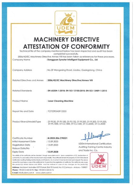 Китай Dongguan Synutar Intelligent Equipment Co., Ltd. Сертификаты